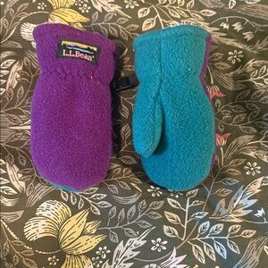 L.L. Bean Vibrant Purple and Teal Fleece Mittens